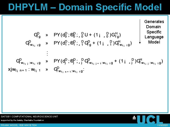 DHPYLM – Domain Specific Model Generates Domain Specific Language Model GATSBY COMPUTATIONAL NEUROSCIENCE UNIT