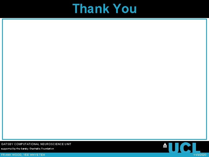 Thank You GATSBY COMPUTATIONAL NEUROSCIENCE UNIT supported by the Gatsby Charitable Foundation FRANK WOOD,