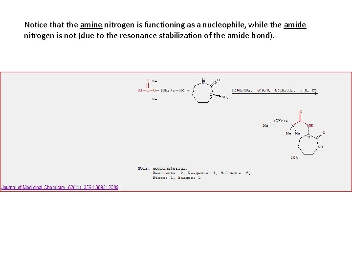 Notice that the amine nitrogen is functioning as a nucleophile, while the amide nitrogen