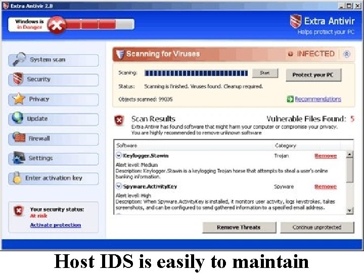 Host IDS is easily to maintain 5 