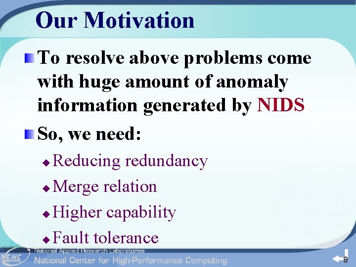 Our Motivation To resolve above problems come with huge amount of anomaly information generated