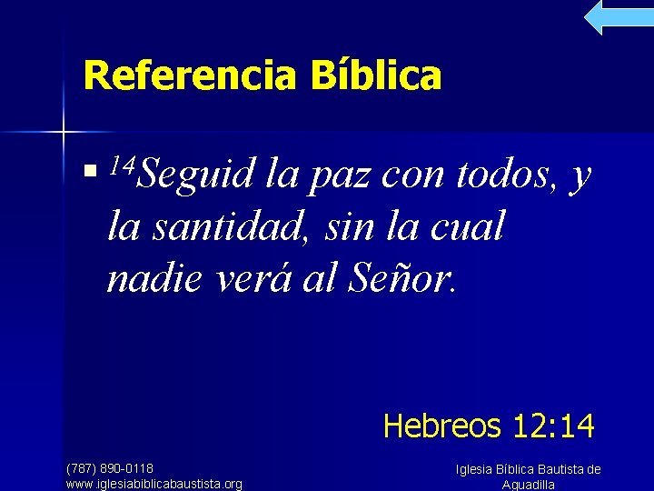 Referencia Bíblica n 14 Seguid la paz con todos, y la santidad, sin la