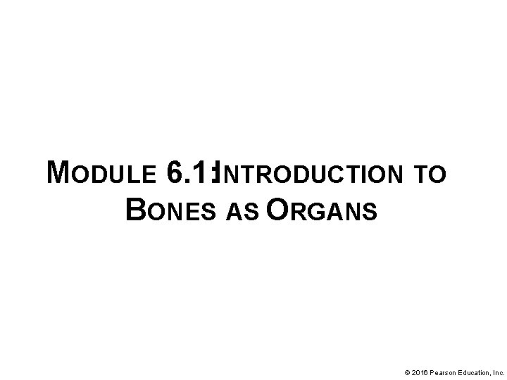 MODULE 6. 1: INTRODUCTION TO BONES AS ORGANS © 2016 Pearson Education, Inc. 