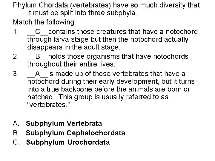 Phylum Chordata (vertebrates) have so much diversity that it must be split into three