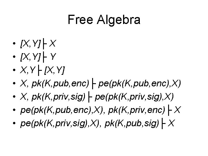 Free Algebra • • [X, Y]├ X [X, Y]├ Y X, Y├ [X, Y]