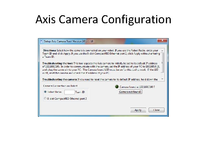 Axis Camera Configuration 