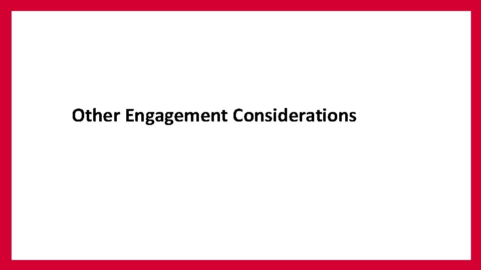 Other Engagement Considerations 
