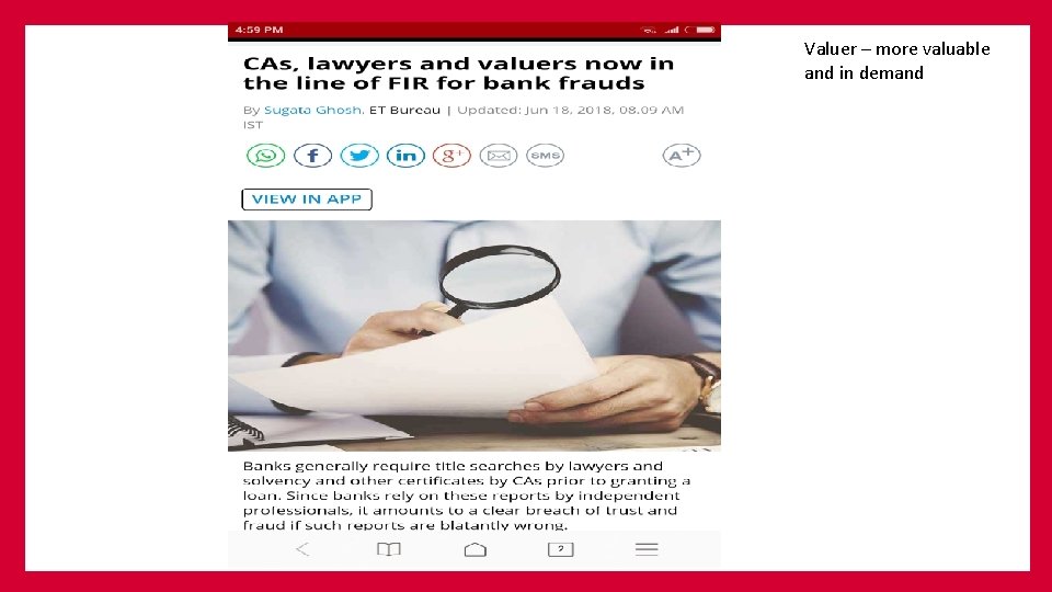 Valuer – more valuable and in demand Valuer 