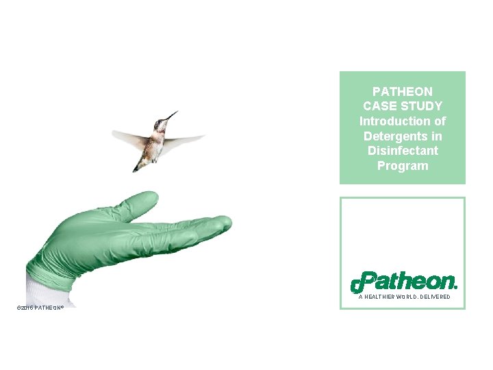 PATHEON CASE STUDY Introduction of Detergents in Disinfectant Program A HEALTHIER WORLD. DELIVERED ©