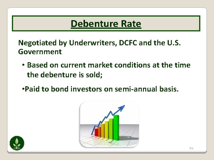 Debenture Rate Negotiated by Underwriters, DCFC and the U. S. Government • Based on