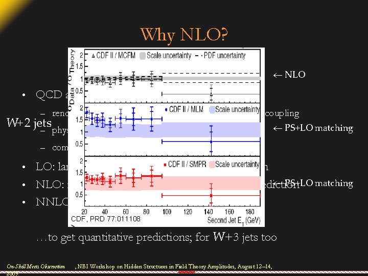 Why NLO? NLO • QCD at LO is not quantitative – renormalization scale enters