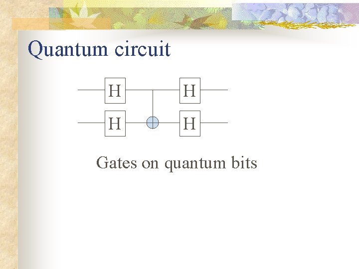 Quantum circuit H H Gates on quantum bits 
