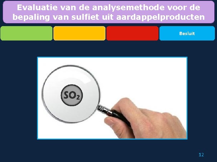 Evaluatie van de analysemethode voor de bepaling van sulfiet uit aardappelproducten Besluit 12 