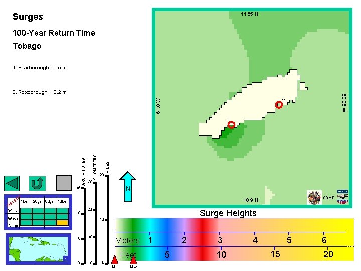 11. 55 N Surges 100 -Year Return Time Tobago 1. Scarborough: 0. 5 m