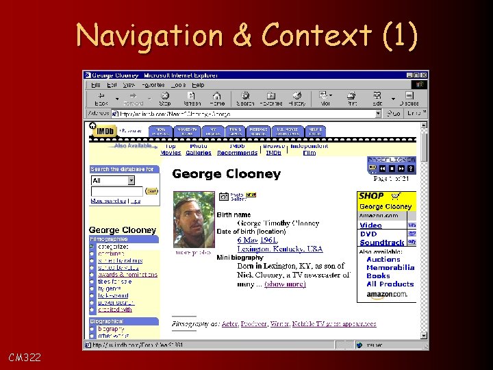 Navigation & Context (1) CM 322 