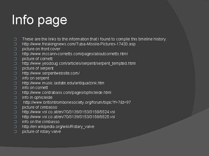 TIMELINE HISTORY OF THE TUBA Renaissance to Baroque