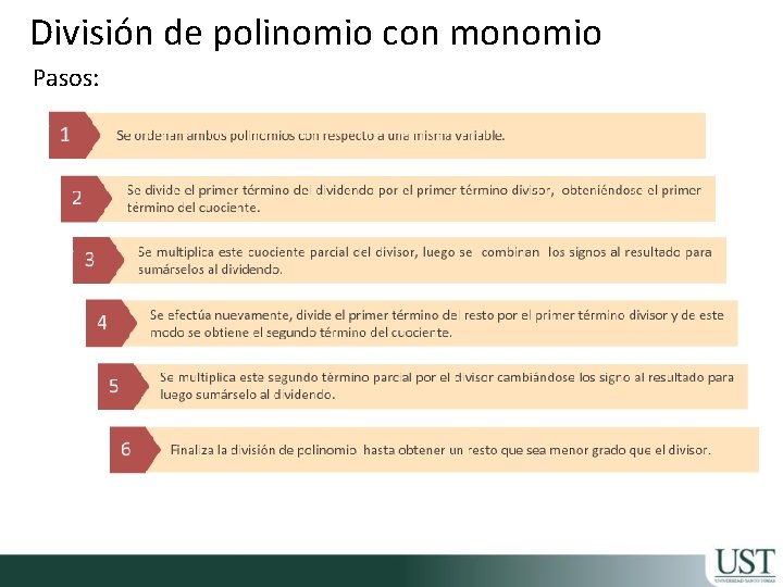 División de polinomio con monomio Pasos: 