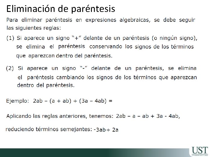 Eliminación de paréntesis 