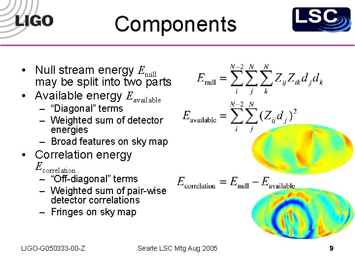 Components • Null stream energy Enull may be split into two parts • Available