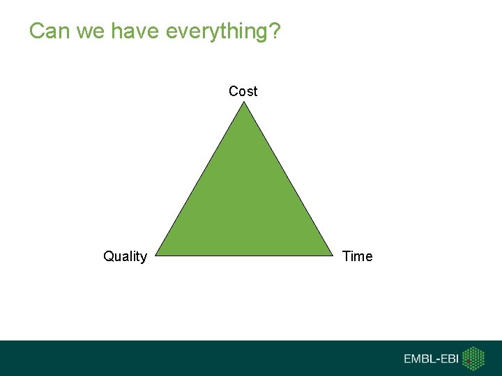 Can we have everything? Cost Quality Time 