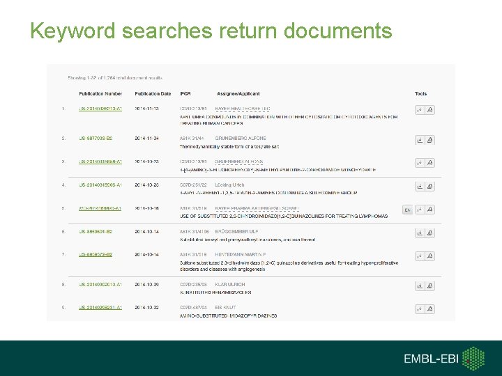 Keyword searches return documents 
