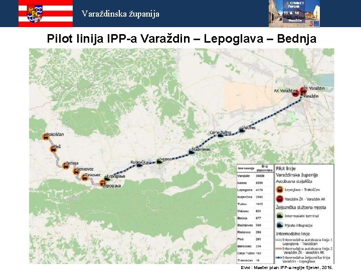 Varaždinska županija Pilot linija IPP-a Varaždin – Lepoglava – Bednja 14 Izvor: Master plan