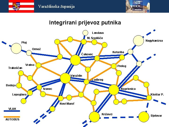 Varaždinska županija Integrirani prijevoz putnika Lendava M. Središće Nagykanizsa Ptuj Ormož Kotoriba Čakovec Trakošćan