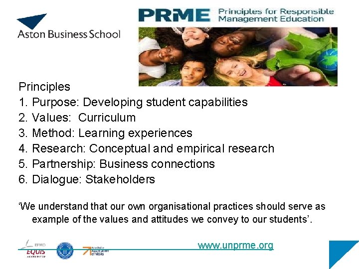 Principles 1. Purpose: Developing student capabilities 2. Values: Curriculum 3. Method: Learning experiences 4.