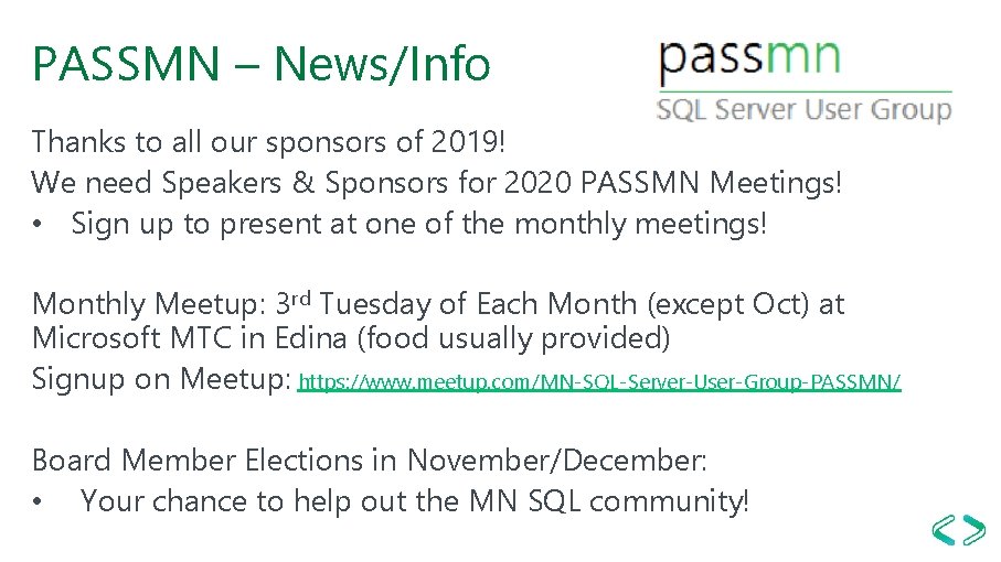 PASSMN – News/Info Thanks to all our sponsors of 2019! We need Speakers &