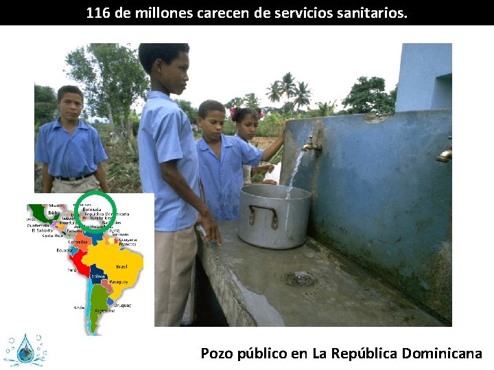 116 de millones carecen de servicios sanitarios. Pozo público en La República Dominicana 