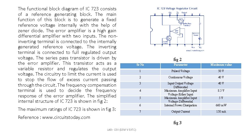 The functional block diagram of IC 723 consists of a reference generating block. The