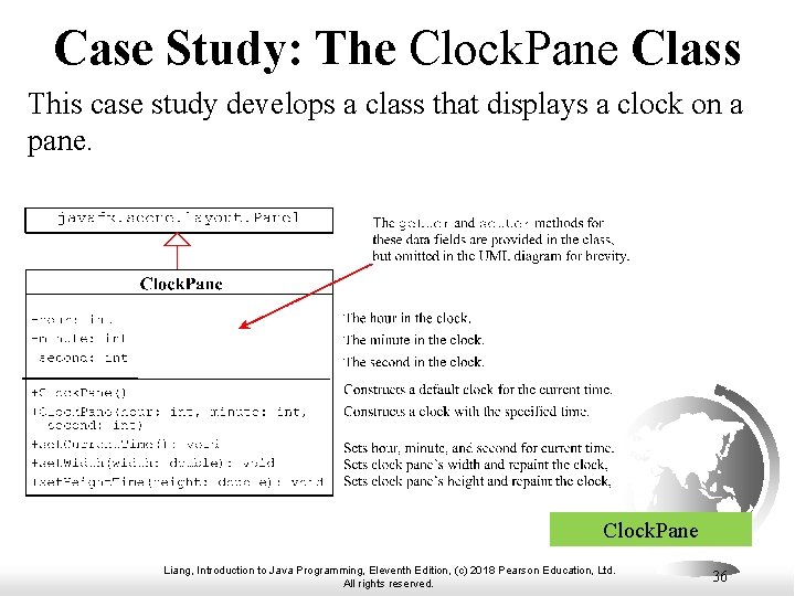 Case Study: The Clock. Pane Class This case study develops a class that displays Case Study: The Clock. Pane Class This case study develops a class that displays