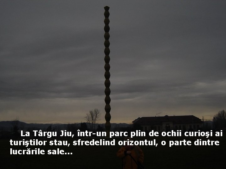 La Târgu Jiu, într-un parc plin de ochii curioşi ai turiştilor stau, sfredelind orizontul,