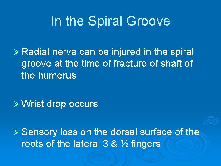 In the Spiral Groove Ø Radial nerve can be injured in the spiral groove