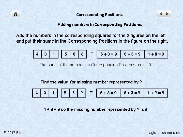 Corresponding Positions. Adding numbers in Corresponding Positions. . Add the numbers in the corresponding