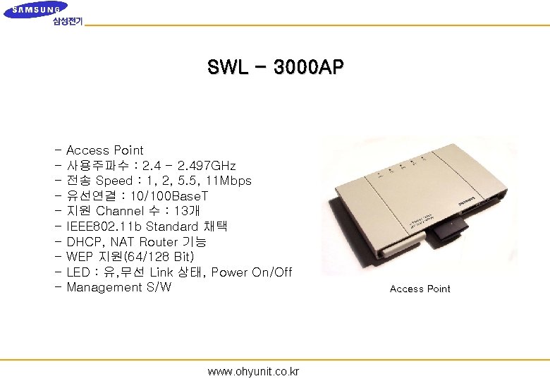 SWL - 3000 AP - Access Point 사용주파수 : 2. 4 - 2. 497