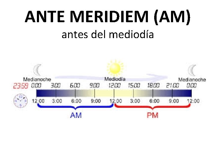 ANTE MERIDIEM (AM) antes del mediodía 