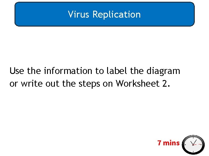 Virus Replication Use the information to label the diagram or write out the steps