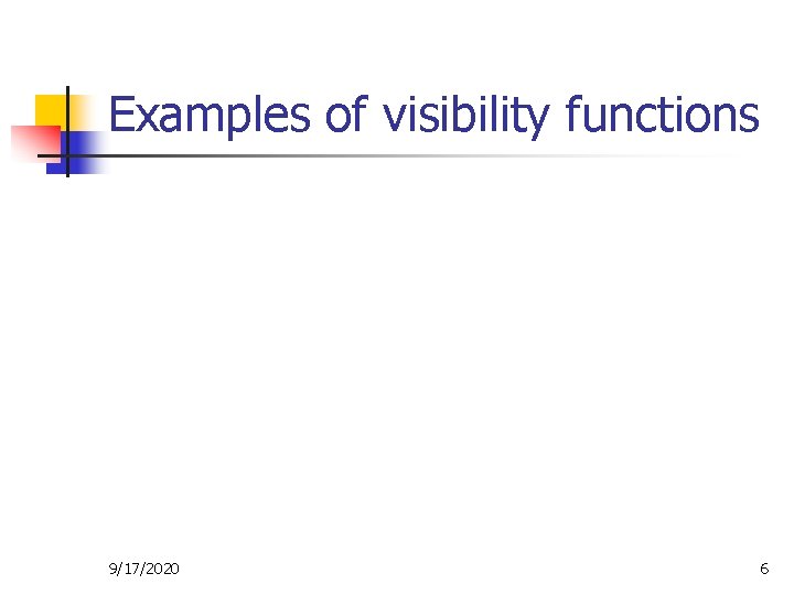 Examples of visibility functions 9/17/2020 6 
