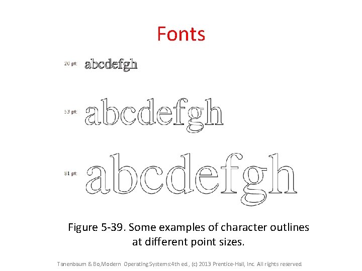 Fonts Figure 5 -39. Some examples of character outlines at different point sizes. Tanenbaum Fonts Figure 5 -39. Some examples of character outlines at different point sizes. Tanenbaum