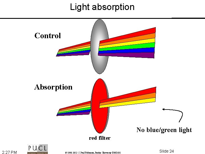 Light absorption Control Absorption No blue/green light red filter 2: 27 PM © 1990