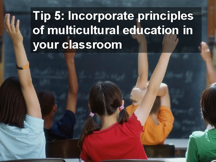 Tip 5: Incorporate principles of multicultural education in your classroom 