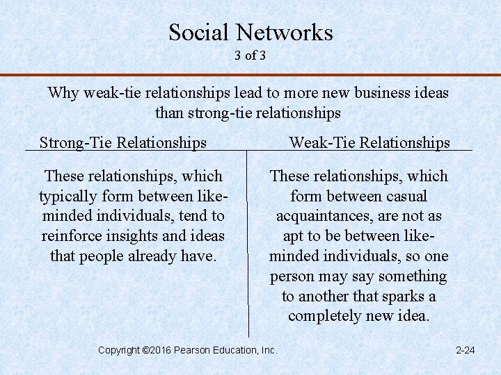 Social Networks 3 of 3 Why weak-tie relationships lead to more new business ideas Social Networks 3 of 3 Why weak-tie relationships lead to more new business ideas