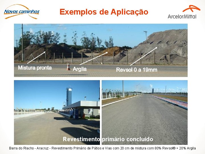 Exemplos de Aplicação Revestimento primário concluído Barra do Riacho - Aracruz - Revestimento Primário