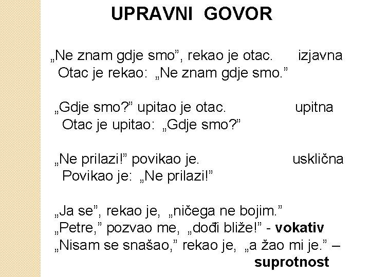 UPRAVNI GOVOR „Ne znam gdje smo”, rekao je otac. izjavna Otac je rekao:  „Ne