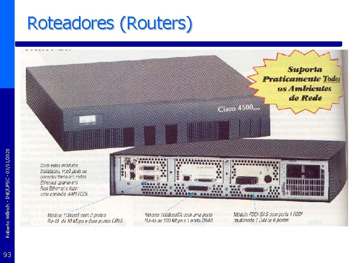 Roberto Willrich - INE/UFSC - 03/11/2020 Roteadores (Routers) 93 