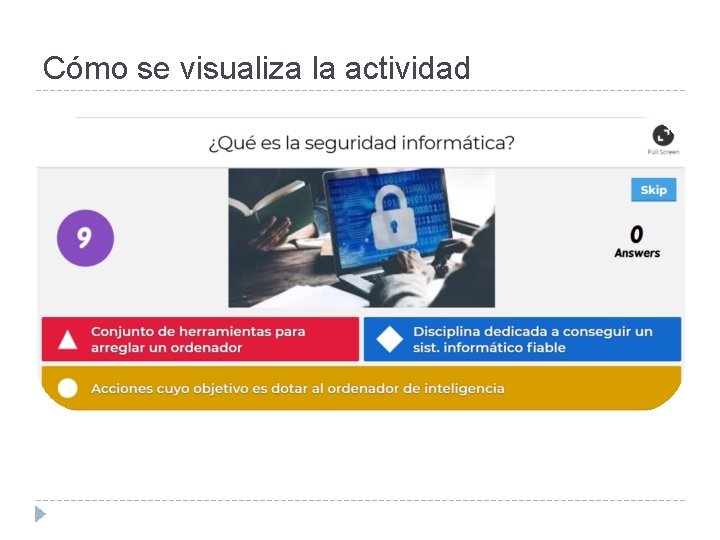 Cómo se visualiza la actividad 