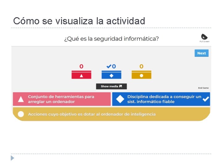 Cómo se visualiza la actividad 