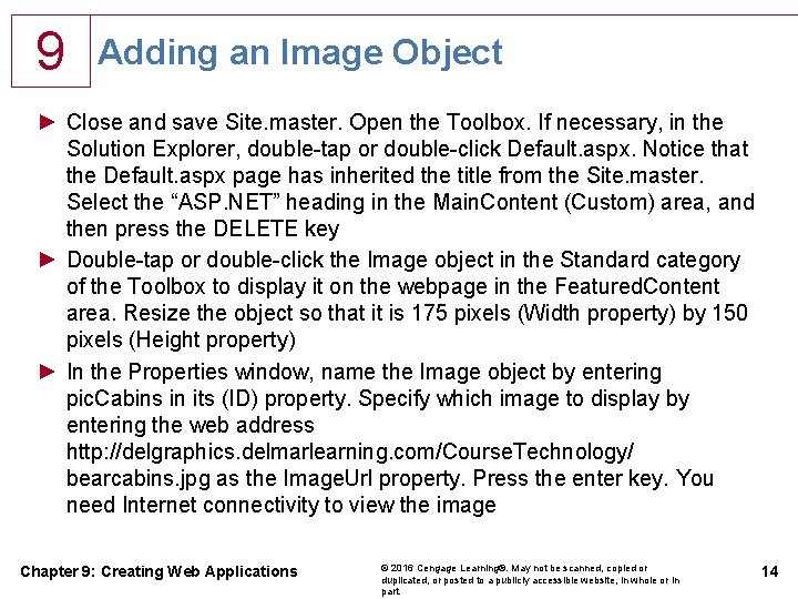 9 Adding an Image Object ► Close and save Site. master. Open the Toolbox.