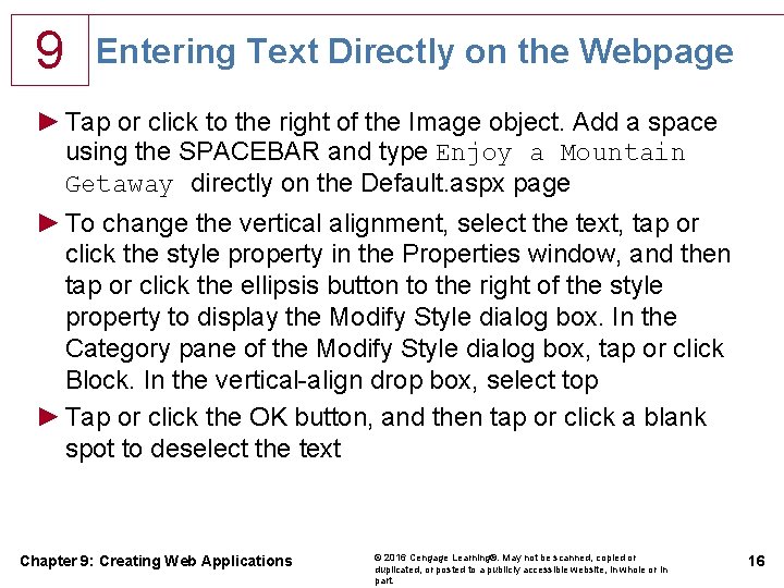 9 Entering Text Directly on the Webpage ► Tap or click to the right